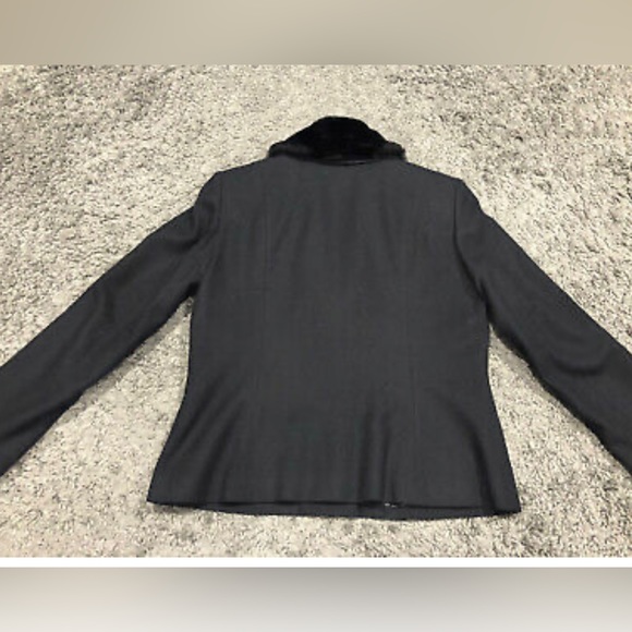 Pendleton Black 100% Virgin Wool lined Blazer Suit Removable Fur Neck 12P VTG - Picture 5 of 17